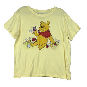 Disney Womens 3XL Yellow T-Shirt Winnie the Pooh Character Top EUC